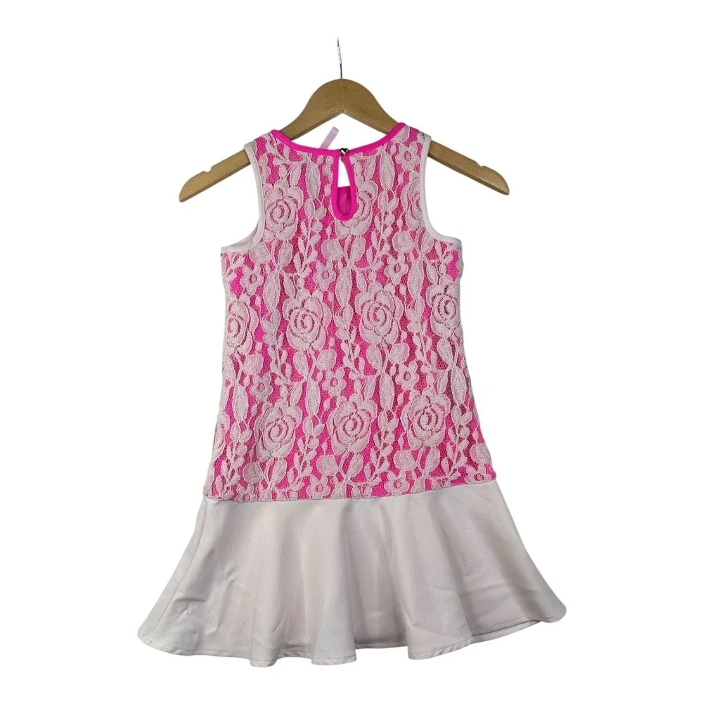 Baker‎ by Ted Baker Girls Peony Lace Floral Sleeveless Dress size 8 Pink/White